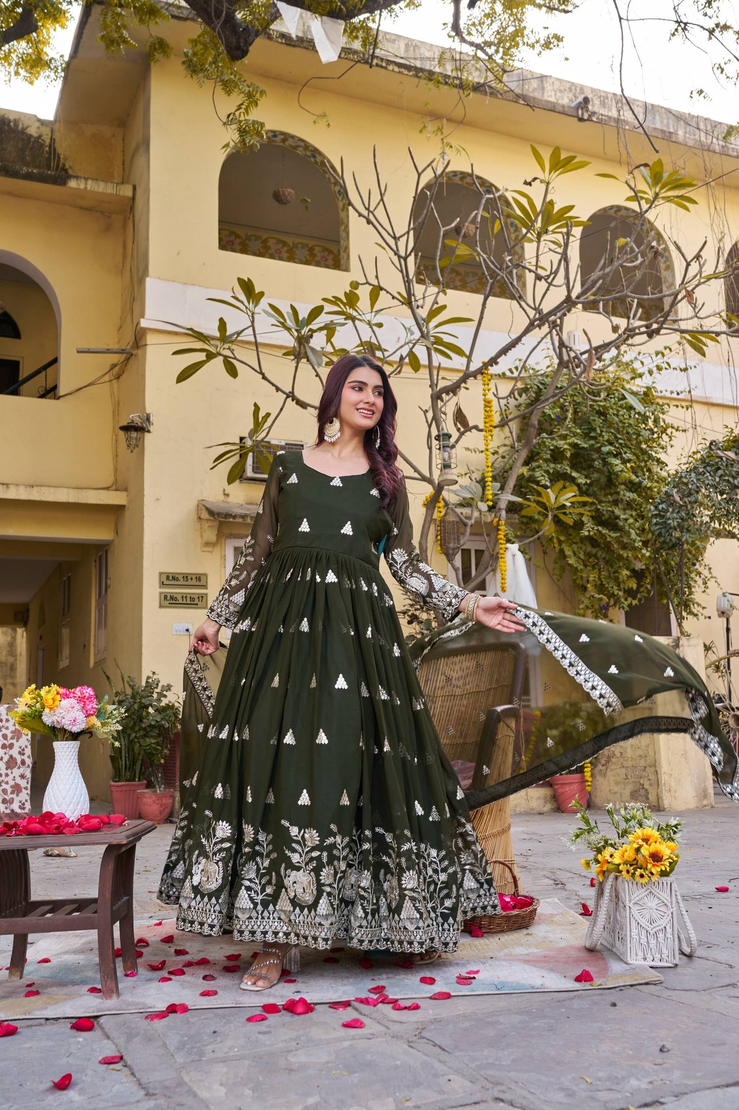 RangBhoomi Exclusive Festival Long Gown with Elegant Dupatta
