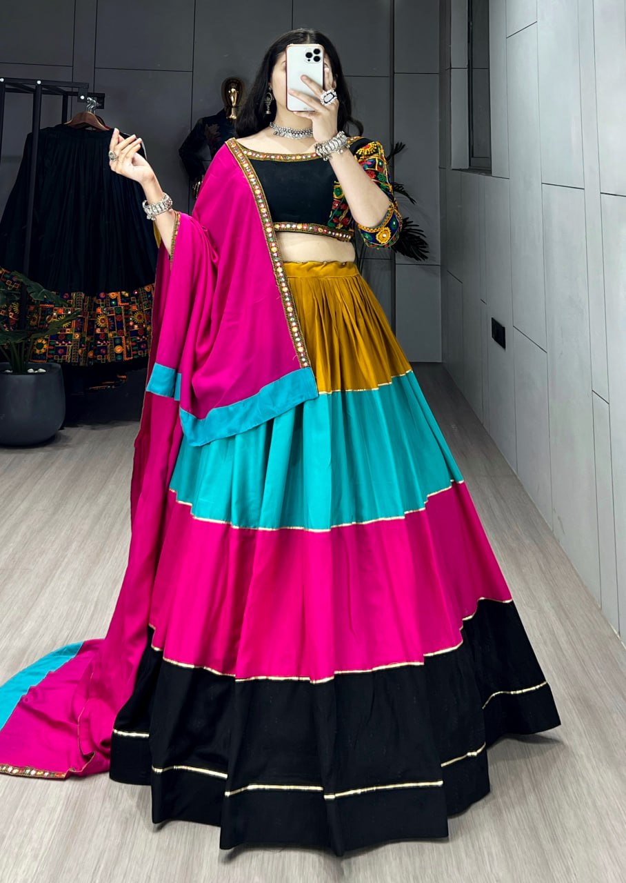 Ethnic Women's Pure Rayon Cotton Lehenga Set for Navratri Festival