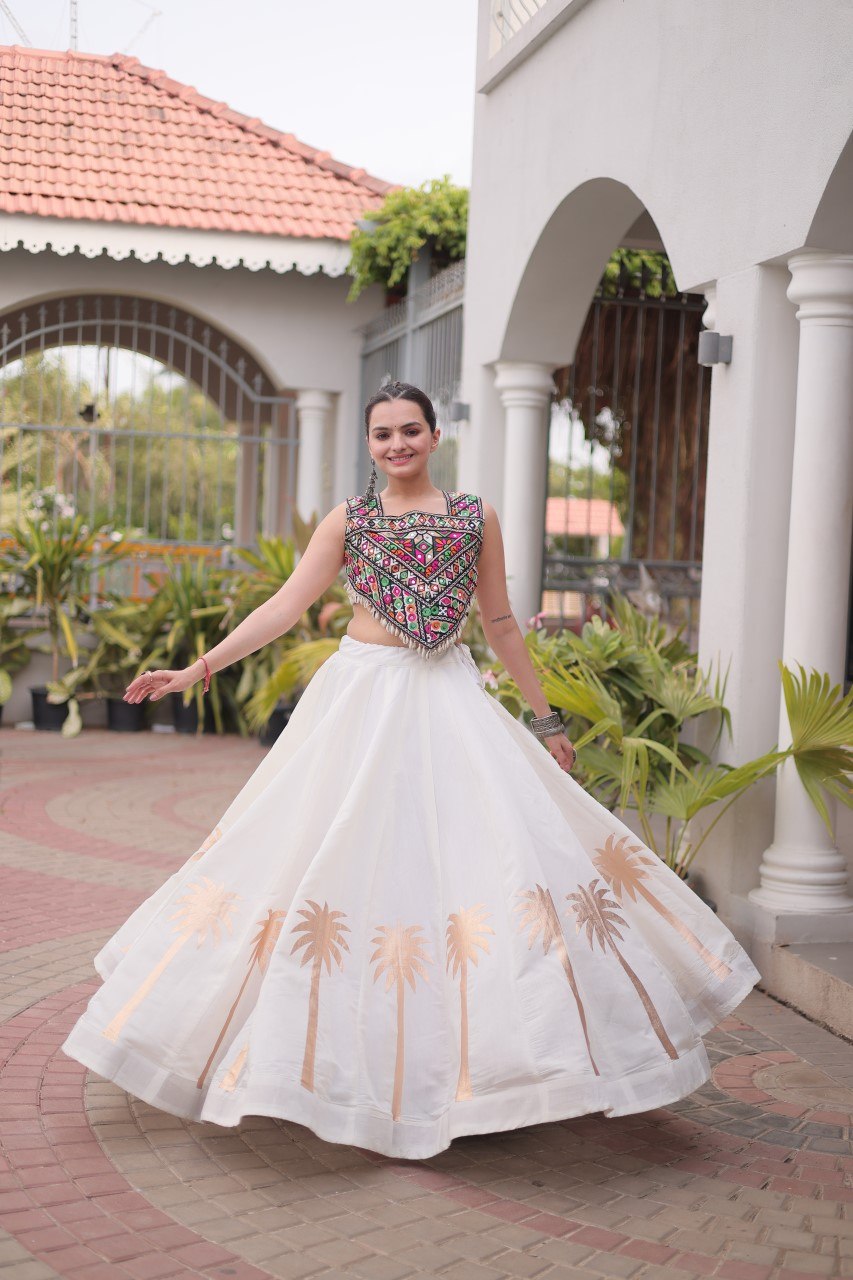 RangBhoomi Navratri Lehenga Choli Collection 2026 — Roman Fabric with Kutchi Embroidery