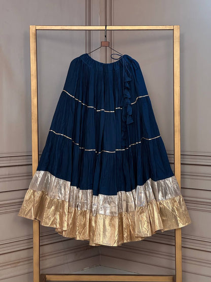RangBhoomi Navratri 2026 Full-Stitched Rayon & Lampi Lace Lehenga — 12m Flair, Cotton Inner