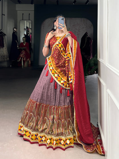 Elegant and Traditional Tasar Silk Lehenga Choli Perfect for Navratri Celebrations