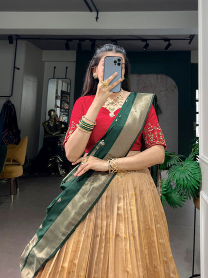 RangBhoomi Paithani Kanchipuram Silk Lehenga Set with Jacquard Paithani Dupatta