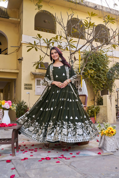 RangBhoomi Exclusive Festival Long Gown with Elegant Dupatta