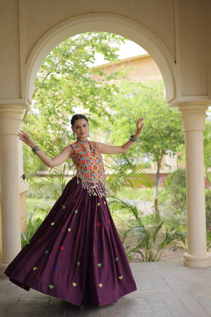 RangBhoomi Navratri Festive Cora Cotton Lehenga Set with Embroidered Blouse
