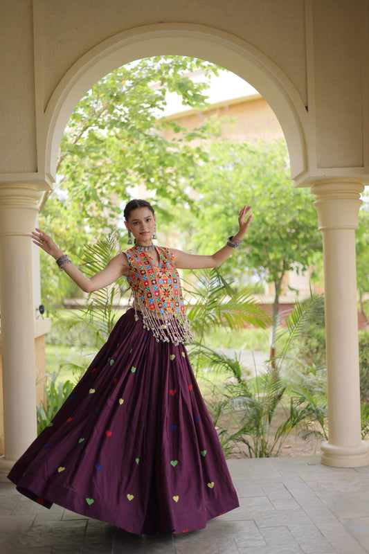 RangBhoomi Navratri Festive Cora Cotton Lehenga Set with Embroidered Blouse
