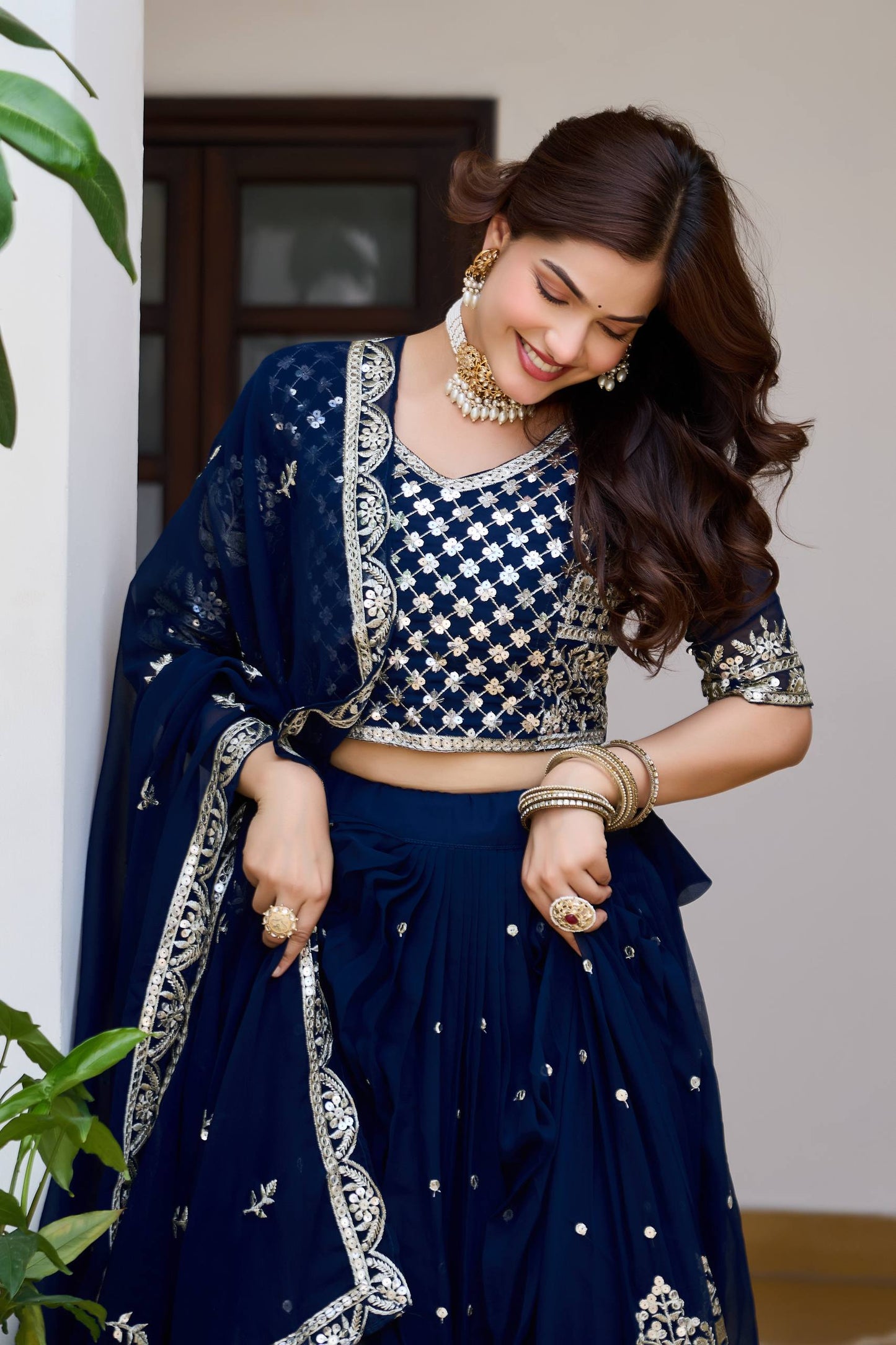 RangBhoomi Heavy Fox Georgette Embroidered Wedding Lehenga Choli Set
