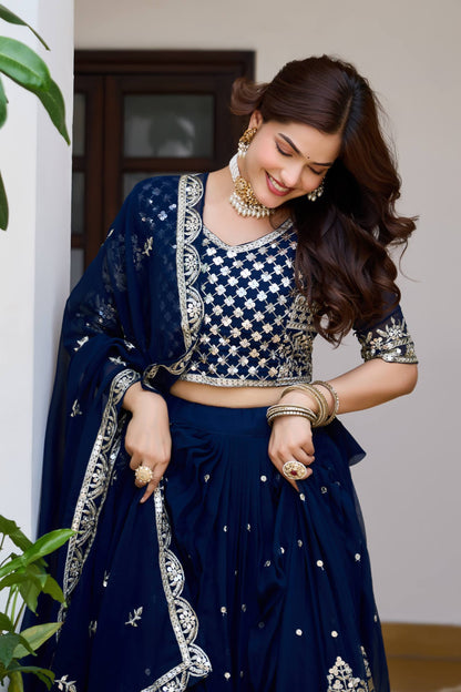 RangBhoomi Heavy Fox Georgette Embroidered Wedding Lehenga Choli Set