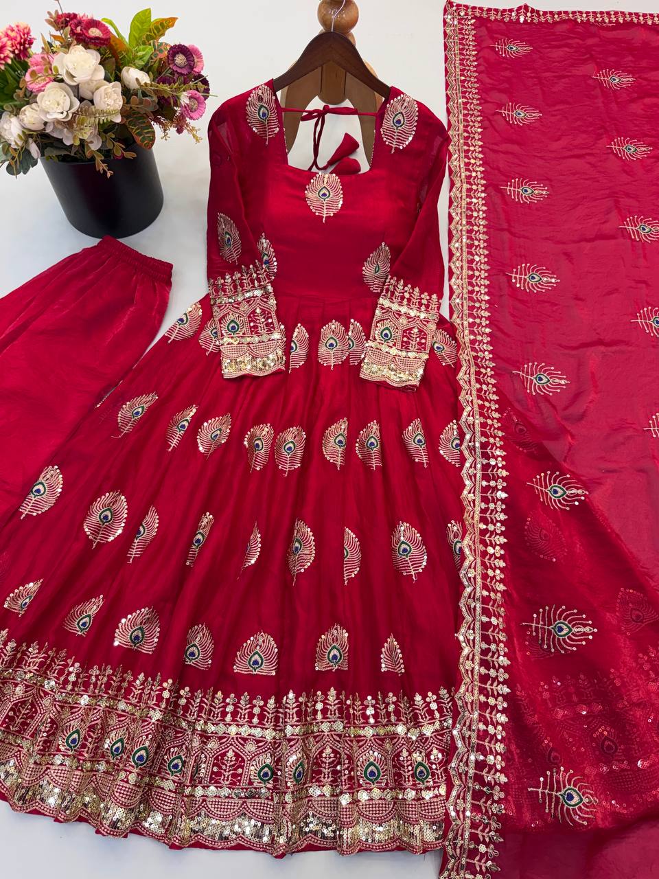 RangBhoomi Fendy Silk Gown with Fully Flair