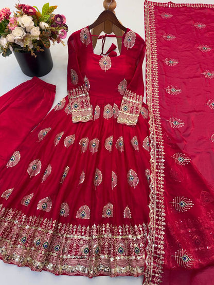 RangBhoomi Fendy Silk Gown with Fully Flair