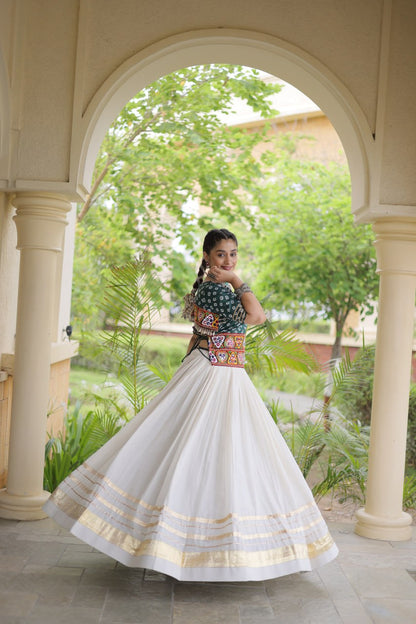 RangBhoomi Navratri Festive Lehenga Set - Cora Cotton & Bandhej Embroidered Blouse