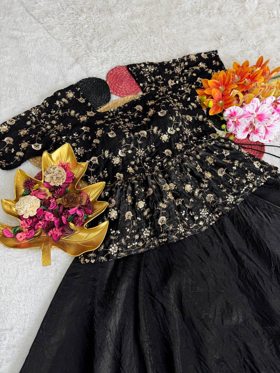 Elegant Space Silk Peplum Lehenga Choli with Exquisite Sequined Embroidery – Perfect Harmony of Style and Comfort