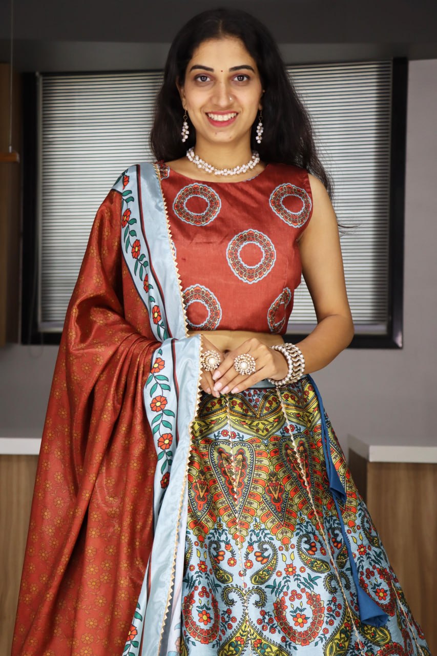 RangBhoomi Exclusive Printed Lehenga Collection – Vibrant Floral and Geometric Ethnic Wear