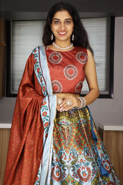 RangBhoomi Exclusive Printed Lehenga Collection – Vibrant Floral and Geometric Ethnic Wear