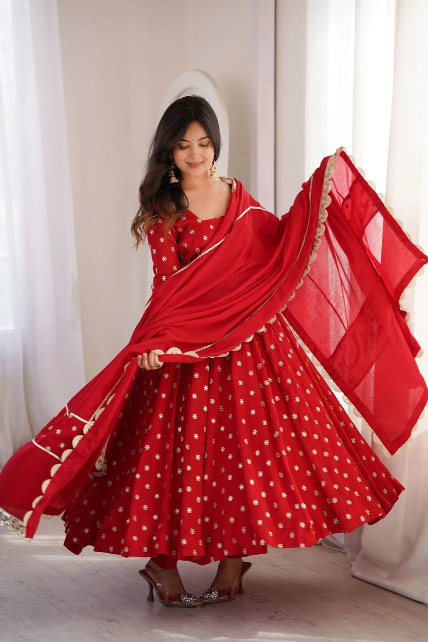 RangBhoomi Rakhi Special New Anarkali Suit - Heavy Chinon Silk with Sequins & Zari Embroidery, 50–52" Length