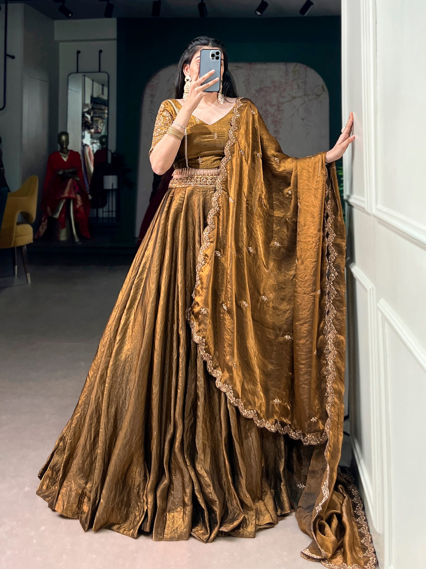 RangBhoomi Elegant Pastel Lehenga Collection with Gold Lace Detailing