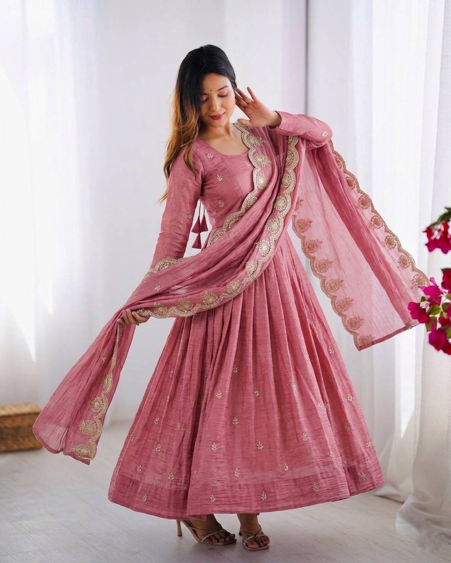 RangBhoomi Elegant Embroidered Sequined Anarkali Three-Piece Set