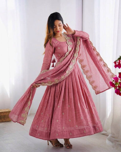 RangBhoomi Elegant Embroidered Sequined Anarkali Three-Piece Set