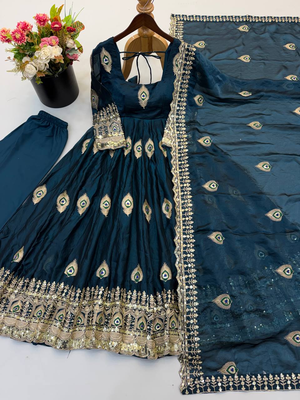 RangBhoomi Fendy Silk Gown with Fully Flair