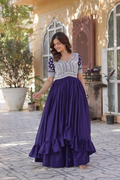 Readymade Lehenga with Embroidered Slit Kurti – Luxe Star Georgette