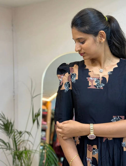 Elegant Soft Cotton Printed Midi Gown - Ultimate Summer Glamour and Comfort