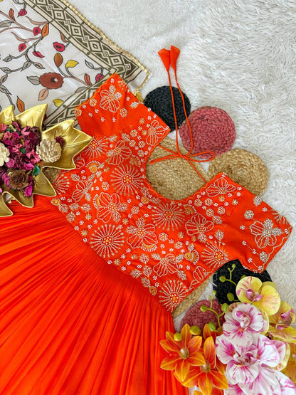 RangBhoomi Maggam Work Georgette Silk Gown with Kalamkari Dupatta — Festive Elegance