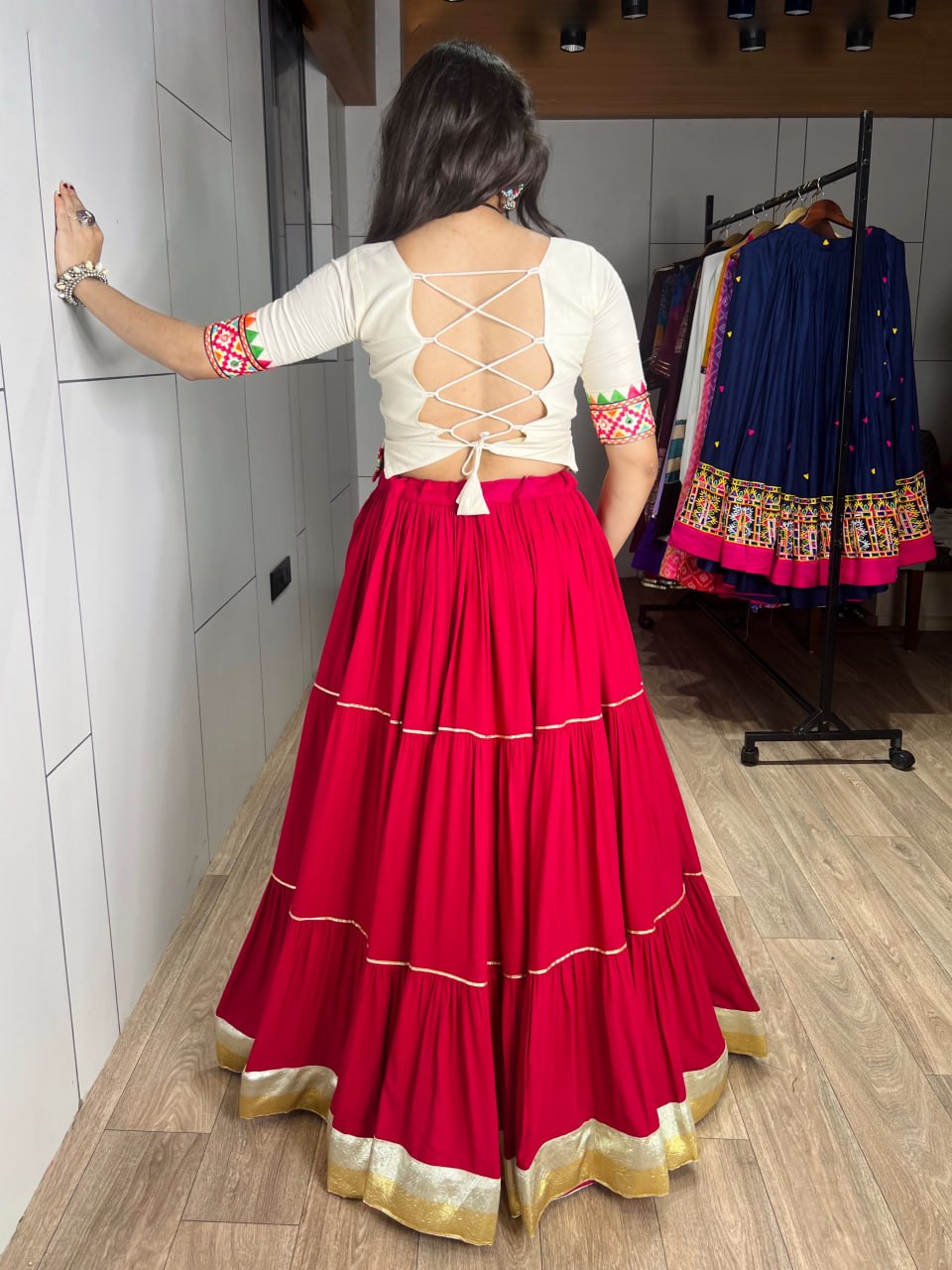 RangBhoomi Fuchsia Cotton Lehenga Choli — Festive Navratri Ready