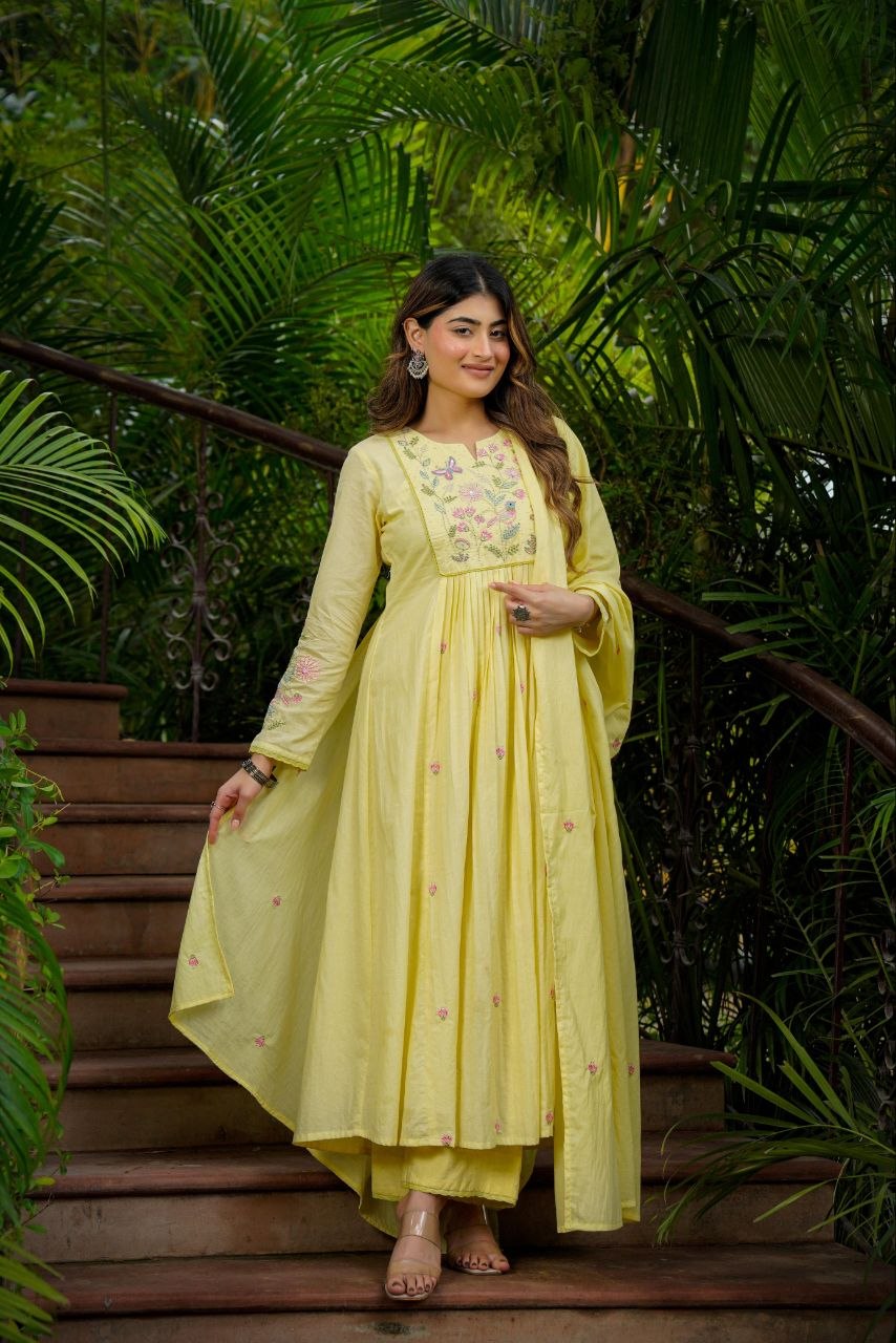 RangBhoomi Elegant Festival Special 3-Piece Chanderi Silk Set with Gorgeous Embroidery and Dupatta