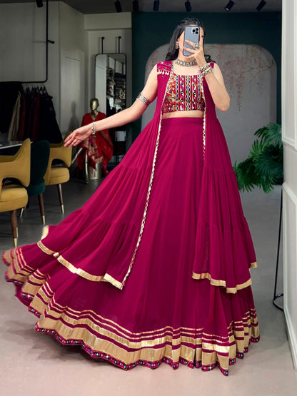RangBhoomi Raas Rani Lightweight Lehenga Set with Handcrafted Gamthi Blouse & Mirror Koti