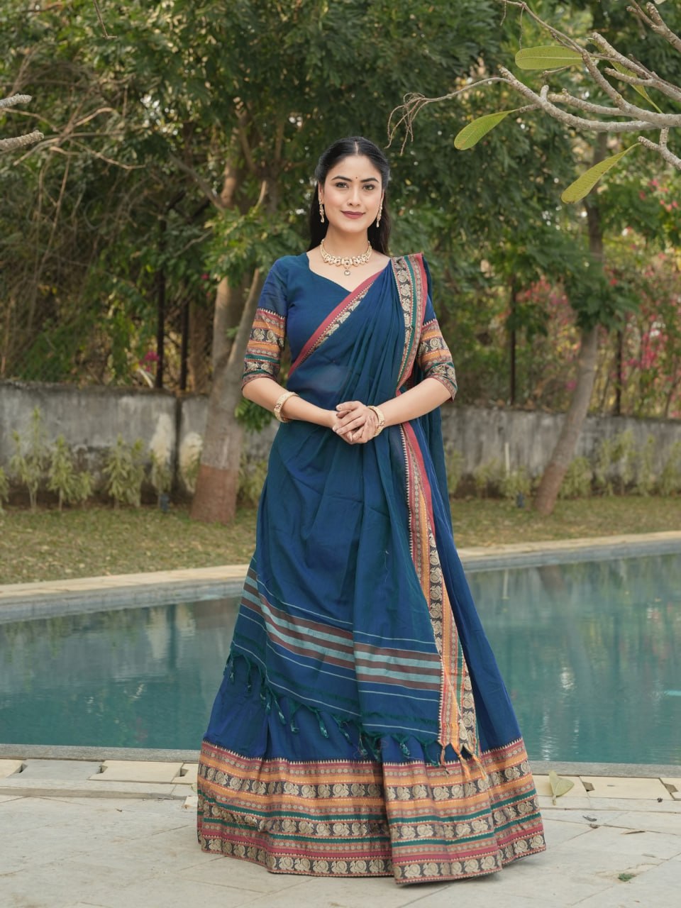 Pure Chanderi Cotton Lehenga Set for Timeless Elegance and Comfort