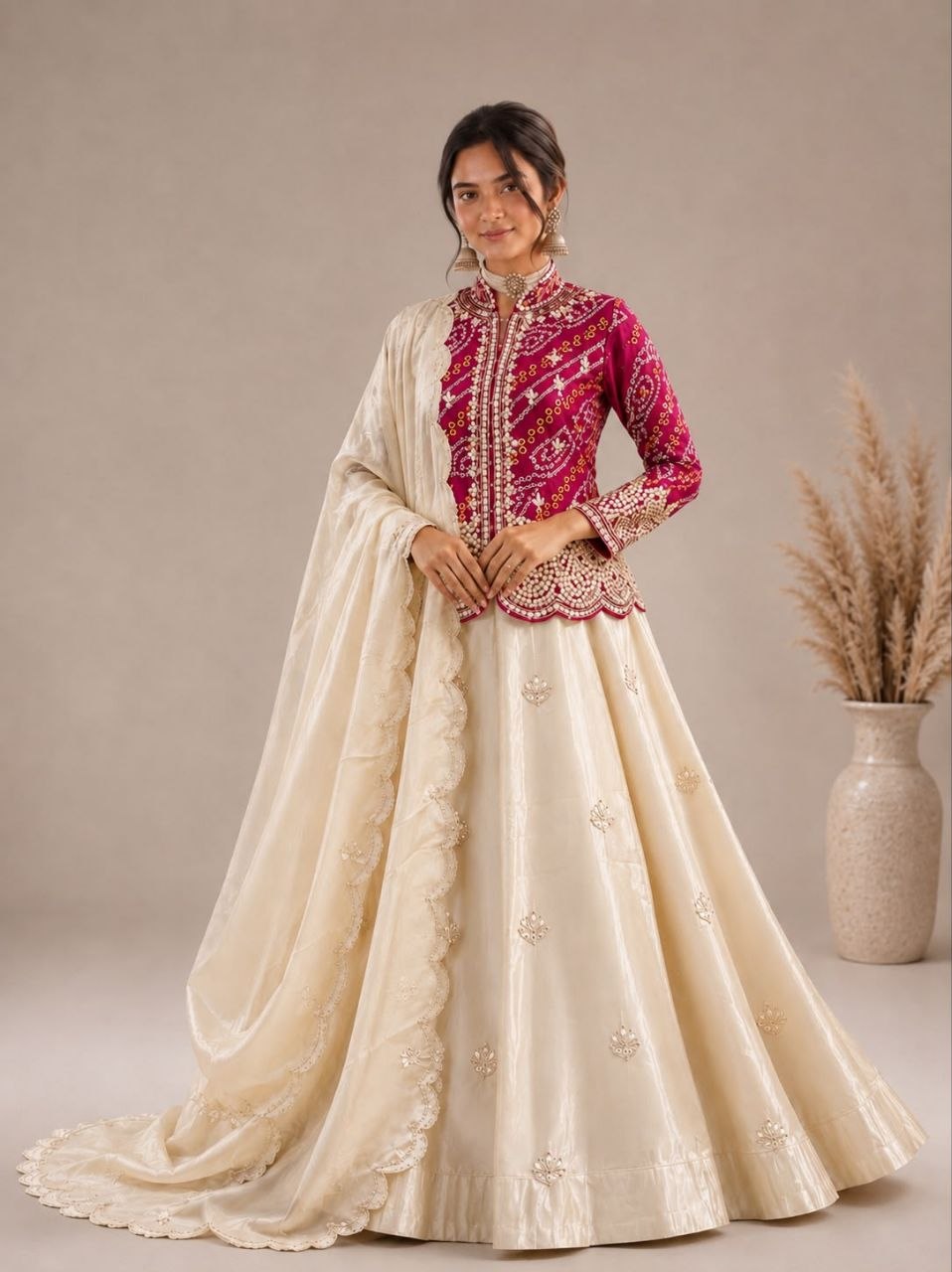 RangBhoomi Embroidered Sequence Jacket and Lehenga Choli - Ready to Wear Festive Set