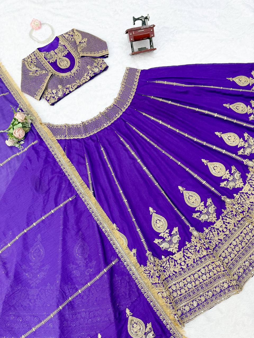 RangBhoomi Heavy Boutique Vichitra Silk Lehenga — Premium Designer Ensemble