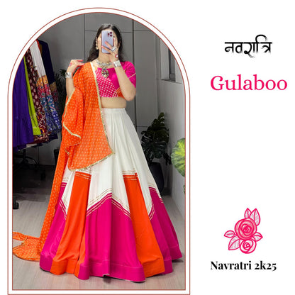 Exotic Multicolor Cultural Chaniya Choli Set in Vibrant Fanta and Punch Pink Pure Rayon Cotton