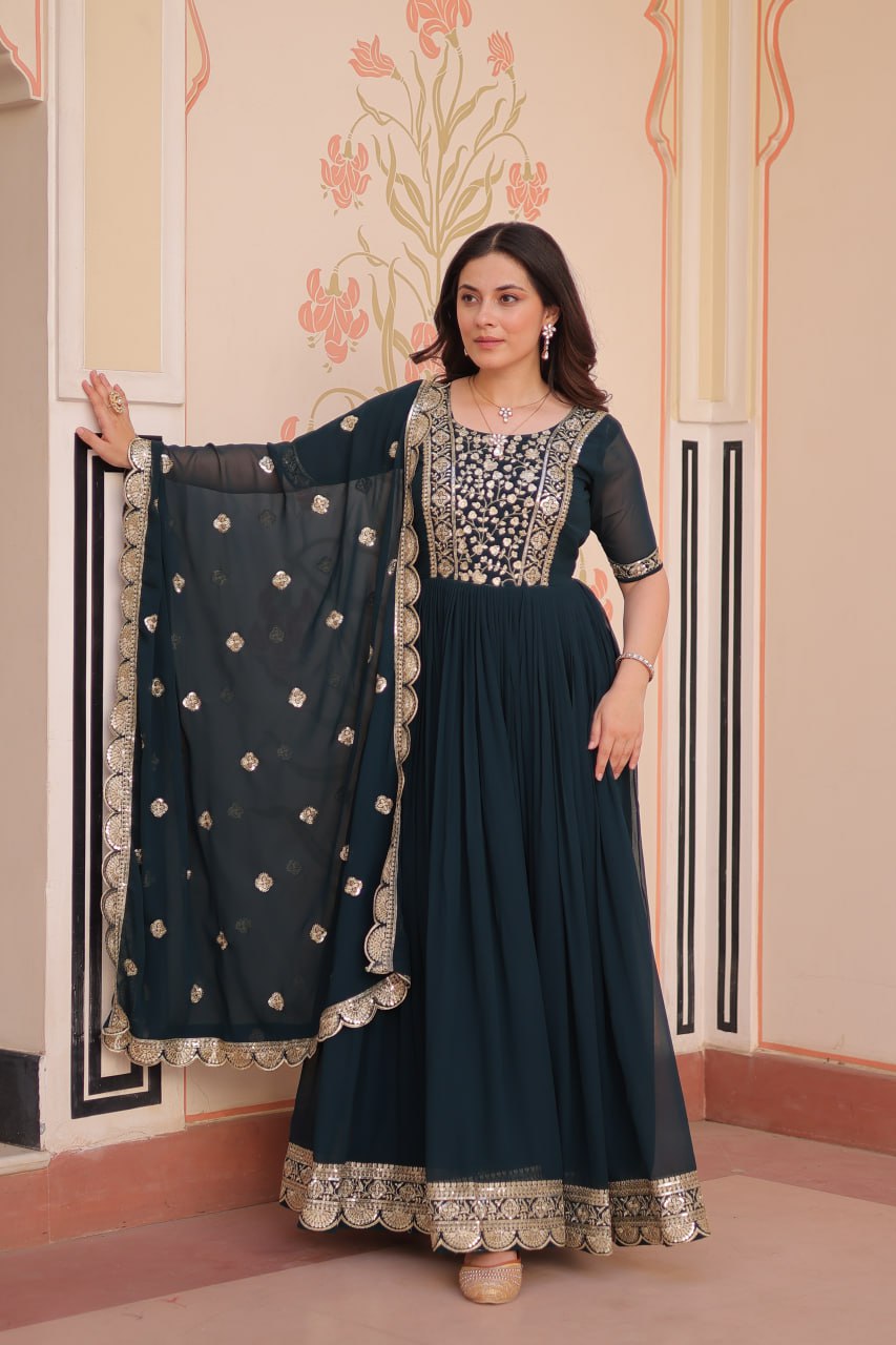 Designer Gown 2025 - Ready Made, Embroidered | Rangbhoomi