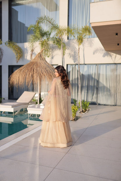 Elegant Sindur Silk Embroidered Lehenga Choli Set with Sleeveless Blouse and Matching Shrug