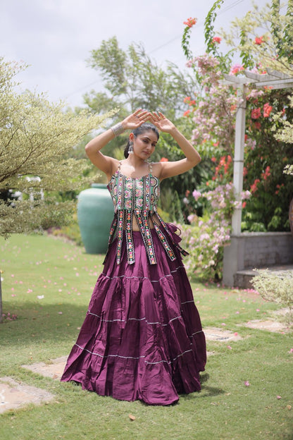 RangBhoomi Navratri Kora Cotton Lehenga Set — Full-Stitched Festive Ensemble