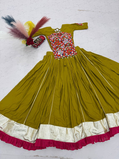 RangBhoomi Navratri Cotton Lehengacholi Set — Kediyu & 6m Flair Lehenga