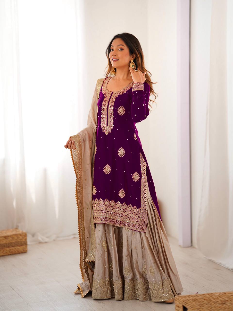 Introducing the New RangBhoomi SP Series: Elegant Chinon Silk Ensemble with Realistic Modeling