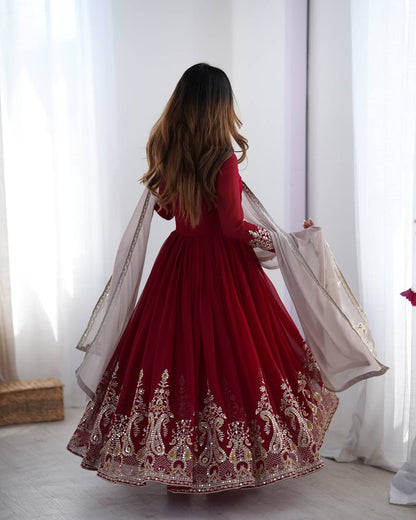 Stun at Every Celebration in This Embroidered Party Gown Set