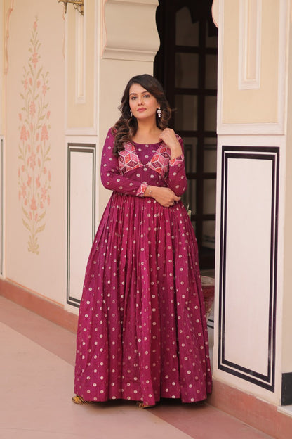 Position Print Choli Design Gown | Indian Ethnic Party Wear