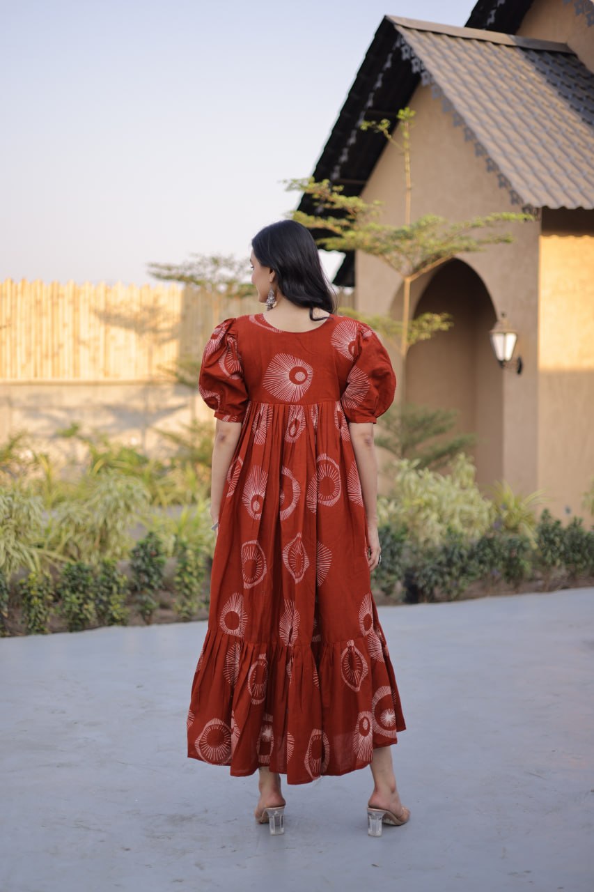 RangBhoomi Premium Designer Ready-to-Wear Kurti Collection 2026 - Elegant Printed Cotton with Puff Sleeves and Fancy Square Neck