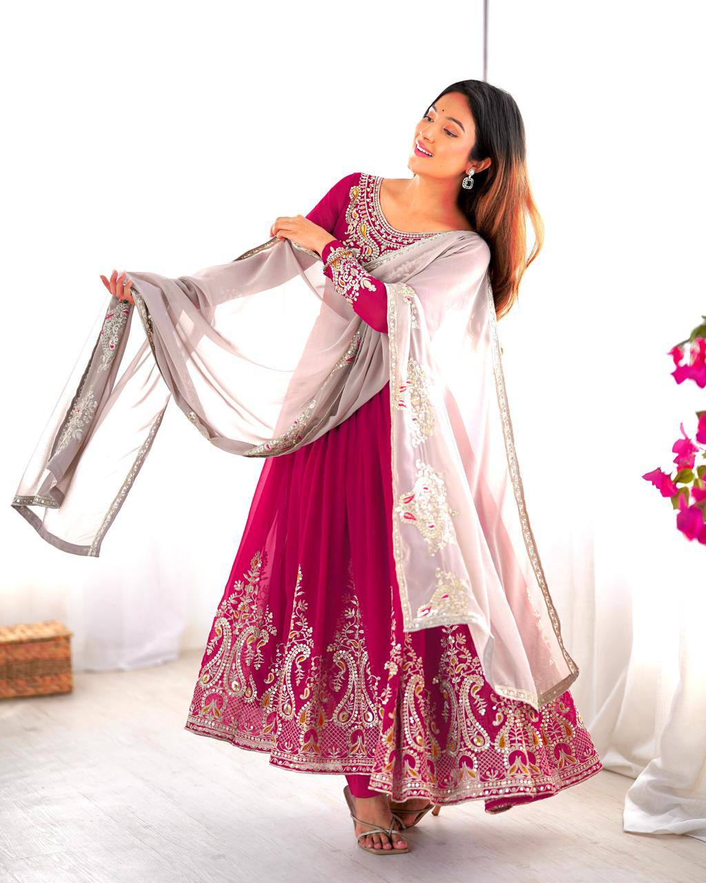 Stun at Every Celebration in This Embroidered Party Gown Set