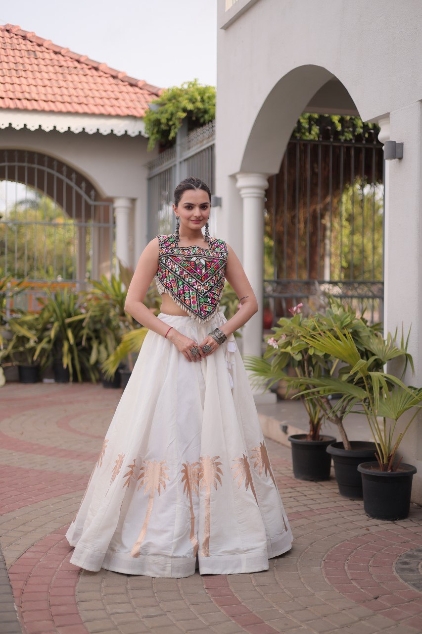 RangBhoomi Navratri Lehenga Choli Collection 2026 — Roman Fabric with Kutchi Embroidery