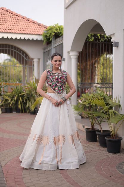 RangBhoomi Navratri Lehenga Choli Collection 2026 — Roman Fabric with Kutchi Embroidery