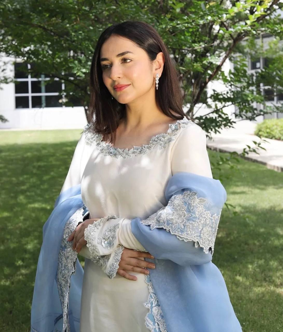 New Designer Party Wear Pure Roman Glass Embroidered Top with Fancy Palazzo and Dupatta Set