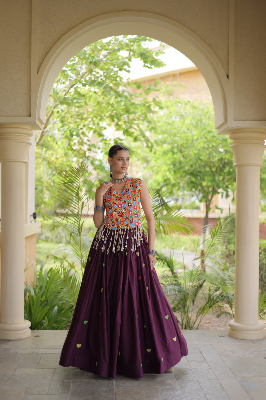 RangBhoomi Navratri Festive Cora Cotton Lehenga Set with Embroidered Blouse