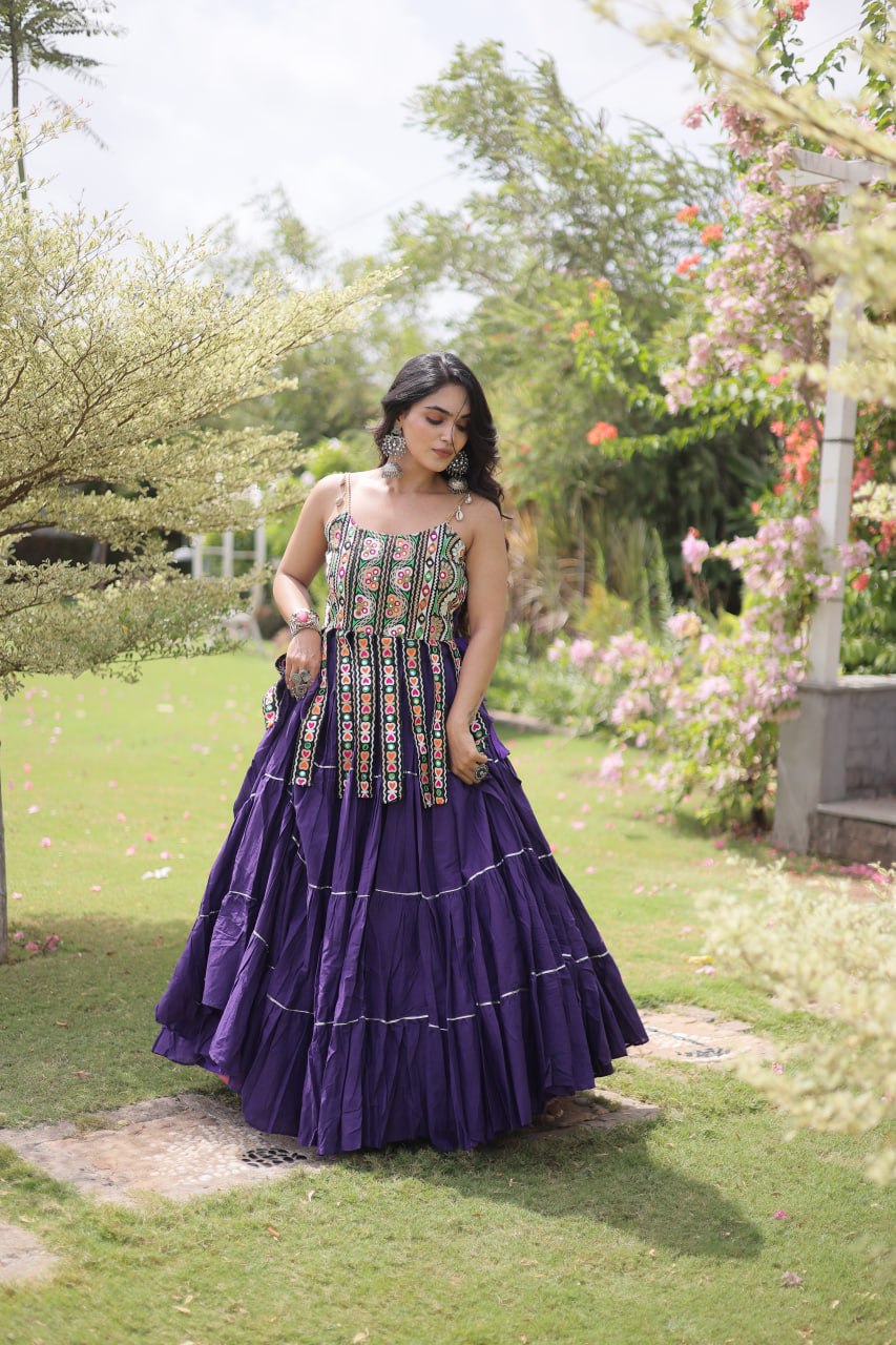 RangBhoomi Navratri Kora Cotton Lehenga Set — Full-Stitched Festive Ensemble