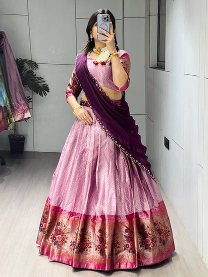 RangBhoomi New Arrival Silk Traditional Lehenga with Contrasting Dupatta