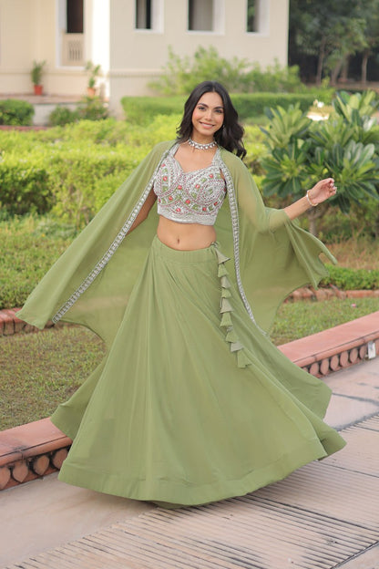 Premium Ready-to-Wear Lehenga Choli Set with Stylish Shrug Jacket