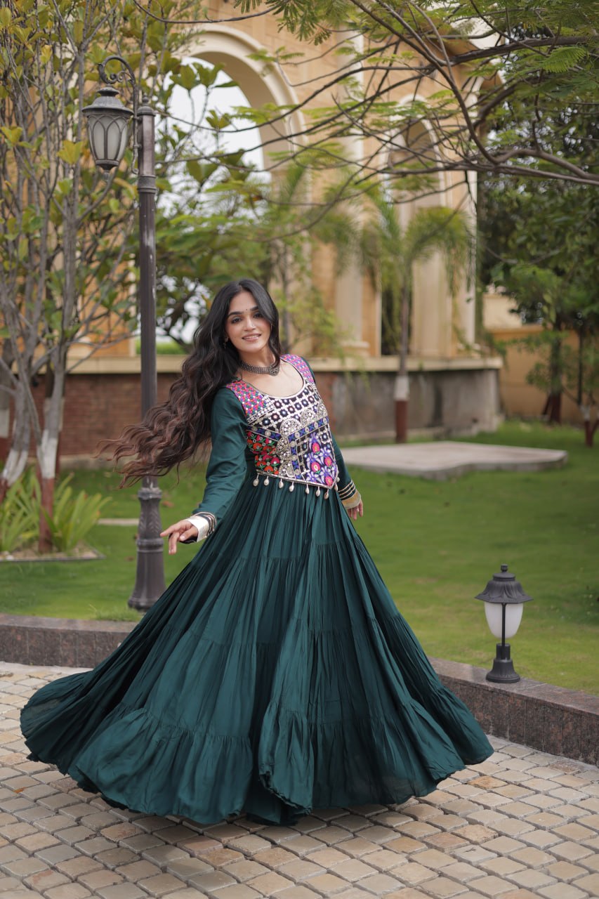 Navratri Gown Collection 2026 — Elegant Reyon Gown with Embellished Blouse by RangBhoomi