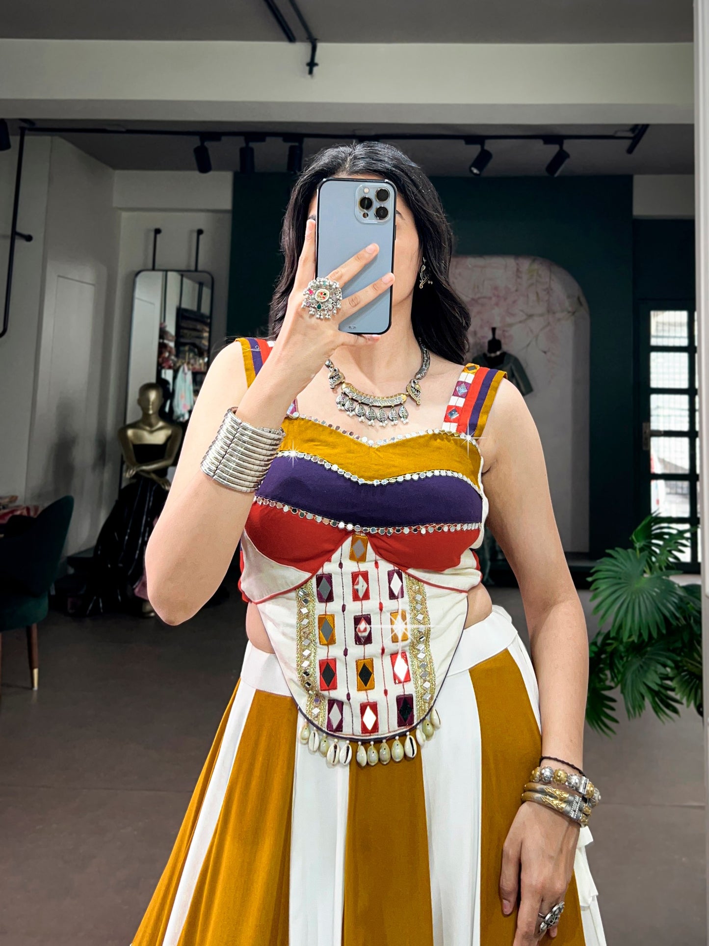 RangBhoomi Navratri 2026 Mirror-Work Rayon Lehenga Set